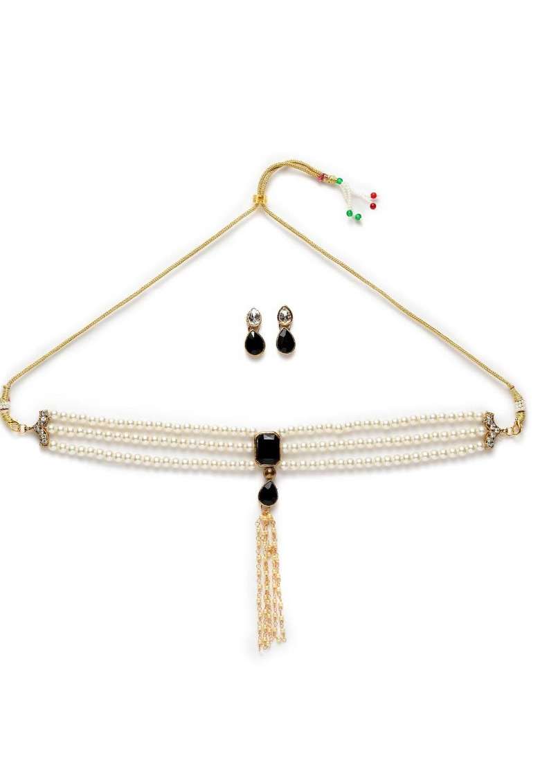 Black Gold Plated Brass Jewellery Set - Indya