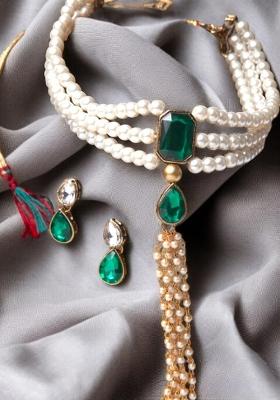 Green Gold Plated Brass Jewellery Set