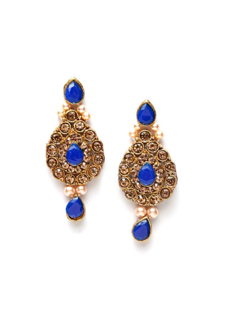 Blue Gold Plated Brass Jewellery Set - Indya