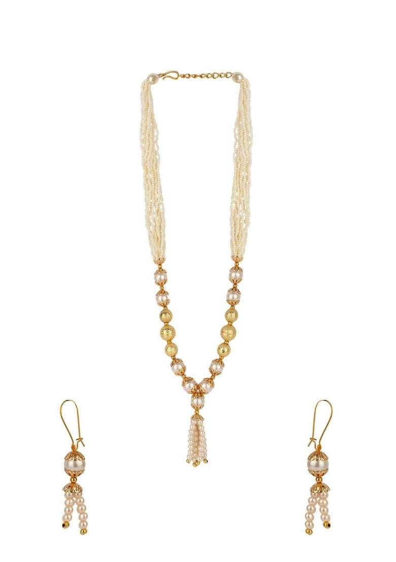 White Gold Plated Brass Jewellery Set - Indya