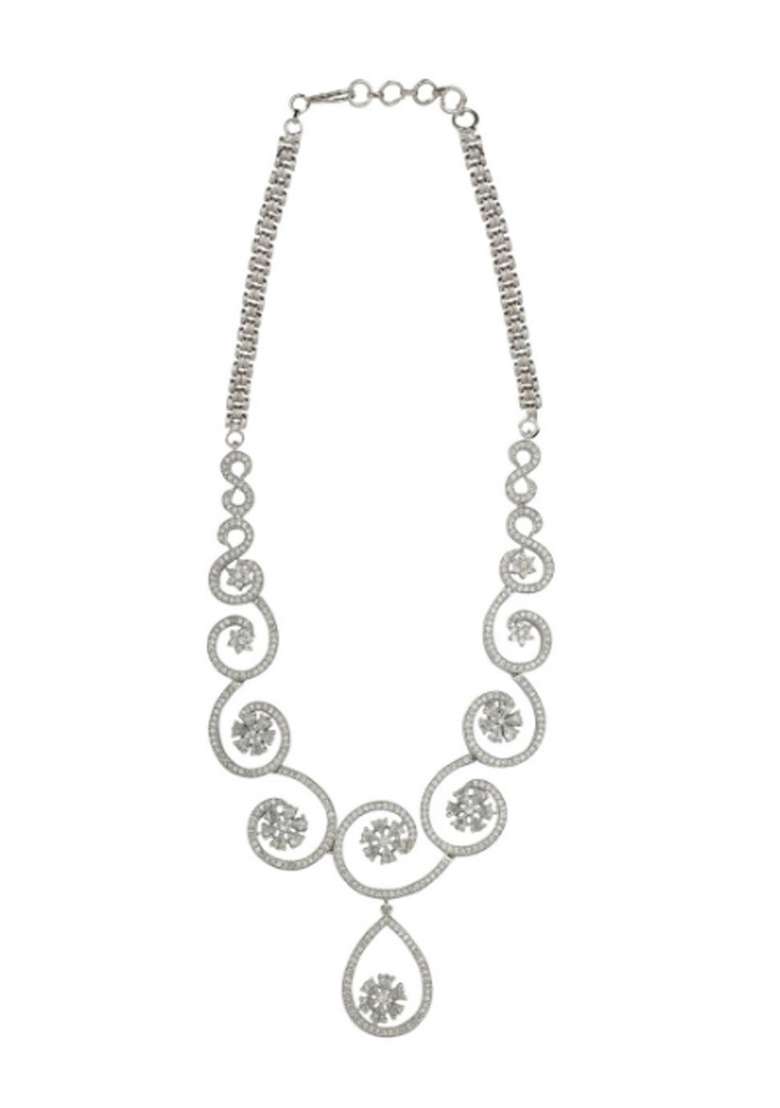White Silver Plated Brass Jewellery Set - Indya