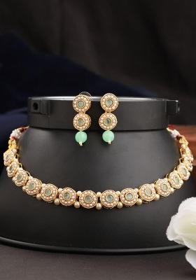 Sea Green Gold Plated Brass Jewellery Set