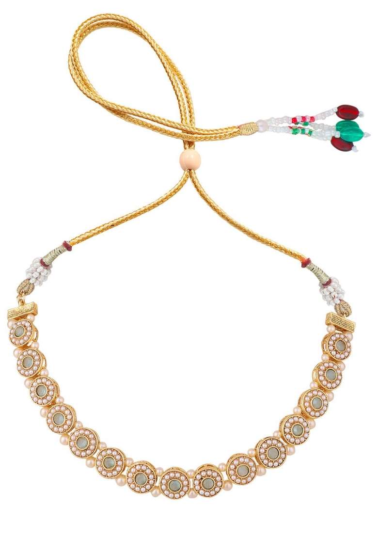 Sea Green Gold Plated Brass Jewellery Set - Indya