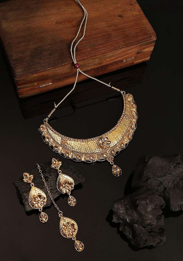 Gold Plated Brass Jewellery Set - Indya