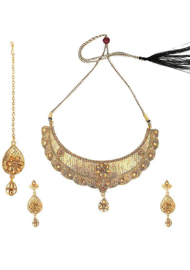 Gold Plated Brass Jewellery Set - Indya