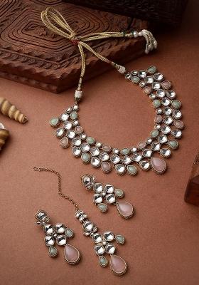 Pink Gold Plated Brass Jewellery Set
