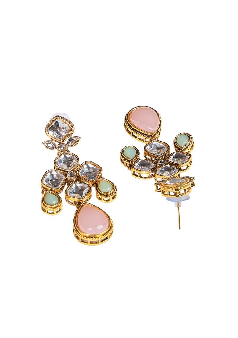 Pink Gold Plated Brass Jewellery Set - Indya