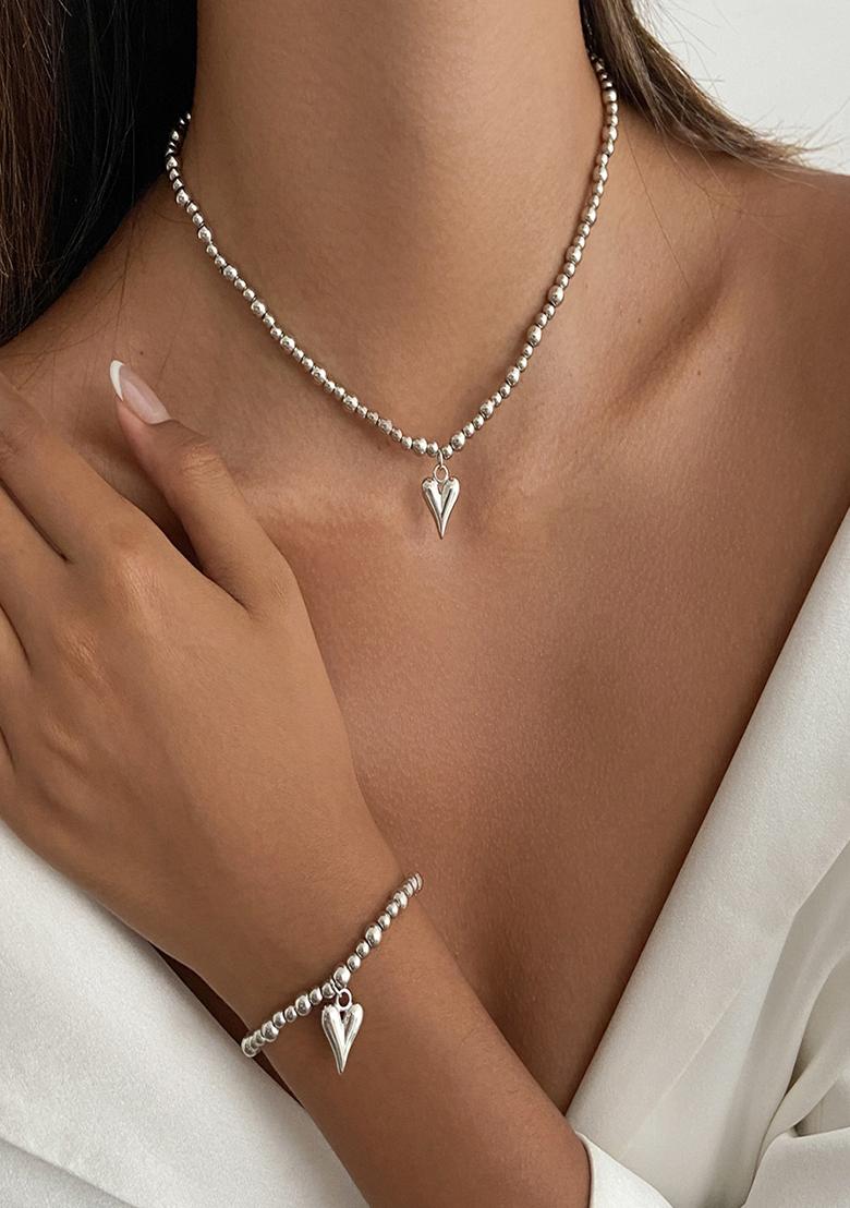 Silver Lobster Clasp Alloy Jewelry Set For Women - Indya