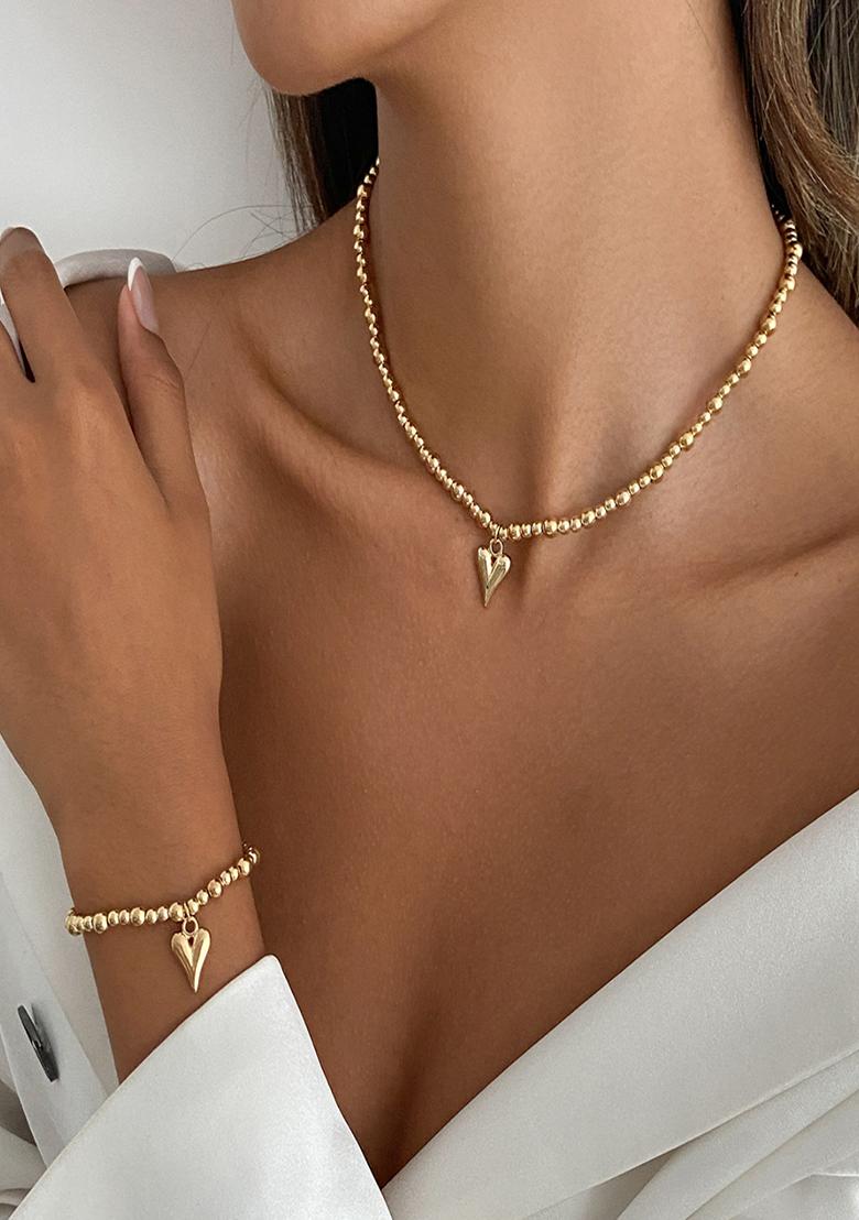 Gold Lobster Clasp Alloy Jewelry Set For Women - Indya