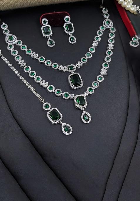 Green Fancy Alloy Necklace Set