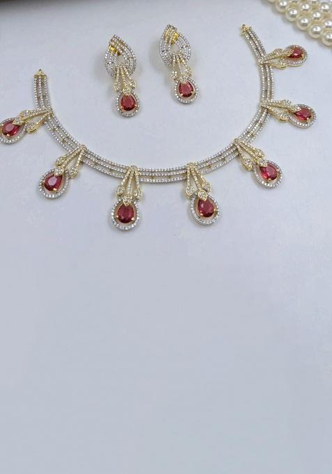 Red Fancy Alloy Necklace Set