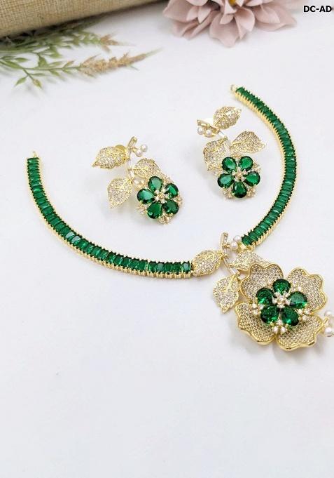Green Fancy Alloy Necklace Set