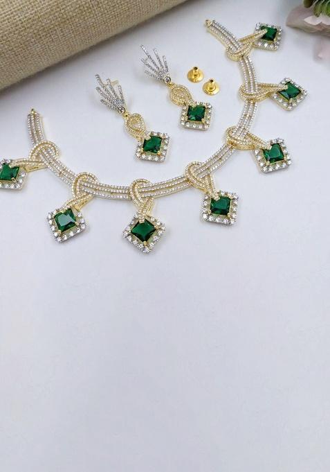 Green Fancy Alloy Necklace Set