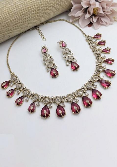 Red Fancy Alloy Necklace Set