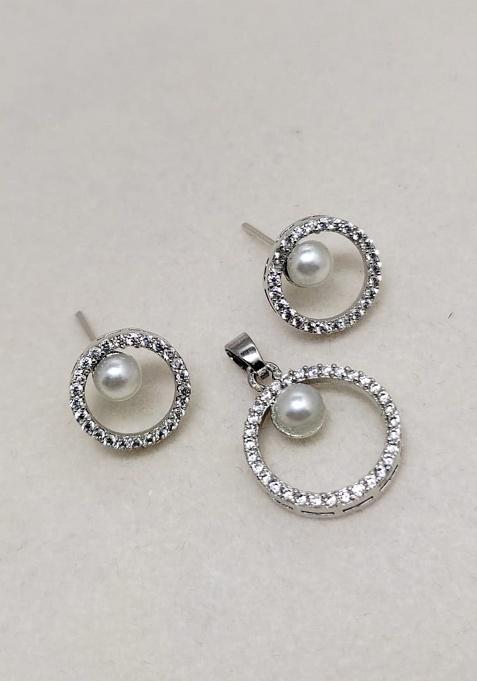 Silver Fancy Alloy Pendant Set