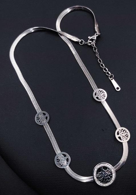 Silver Fancy Alloy Pendant Set