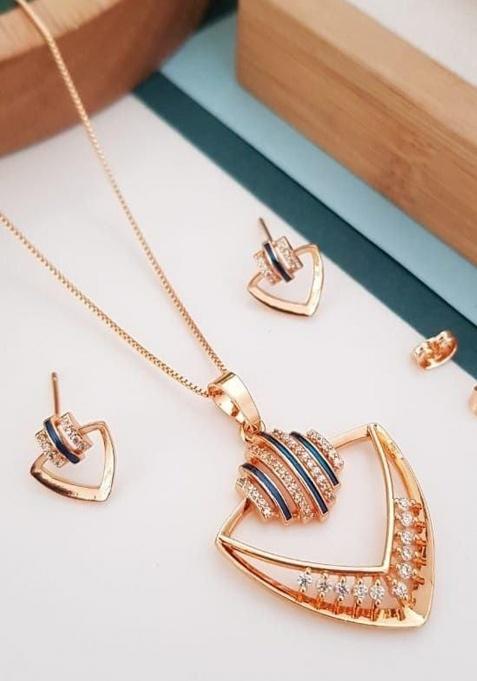 Rose Gold Fancy Alloy Pendant Set