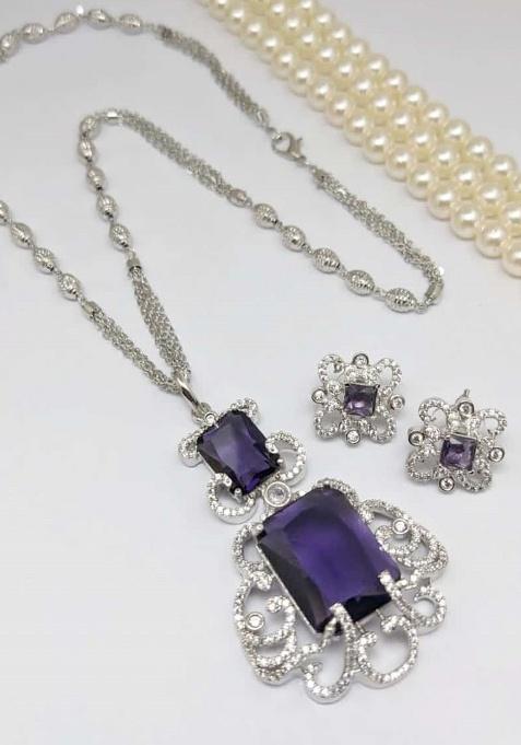 Blue Fancy Alloy Pendant Set