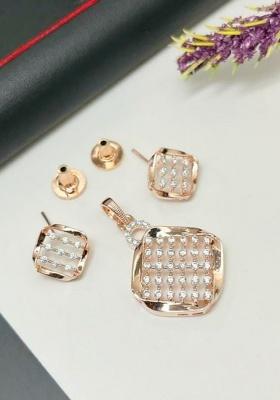 Rose Gold Fancy Alloy Pendant Set