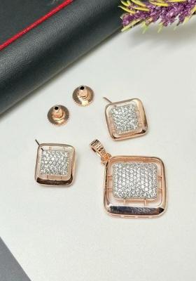 Rose Gold Fancy Alloy Pendant Set