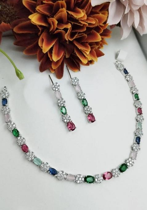 Multi Color Fancy Alloy Necklace Set