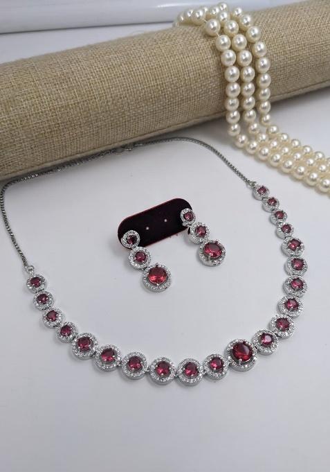 Onion Pink Fancy Alloy Necklace Set
