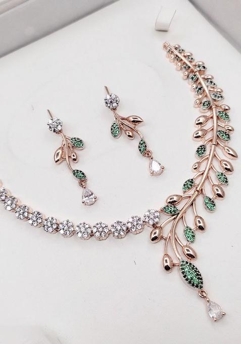 Rose Gold Fancy Alloy Necklace Set