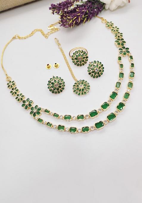 Green Fancy Alloy Necklace Set