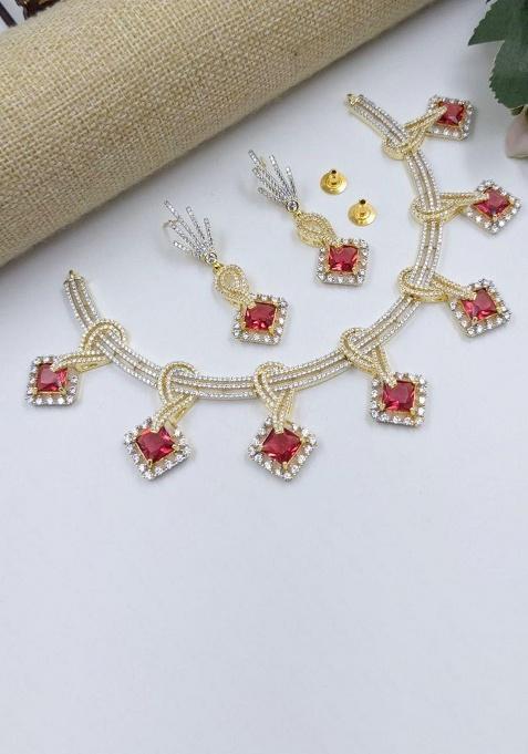 Red Fancy Alloy Necklace Set