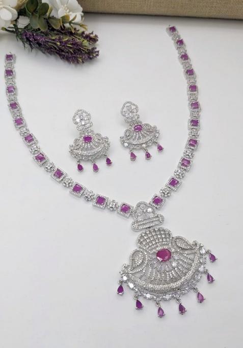Pink Fancy Alloy Necklace Set