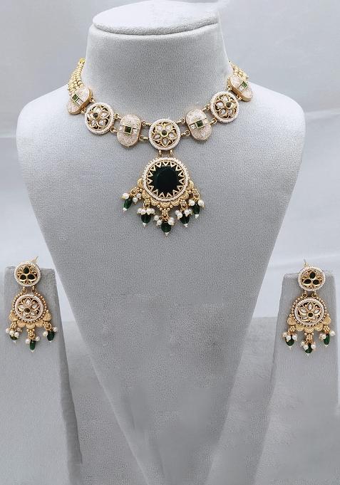 Bottle Green Fancy Copper Necklace Set