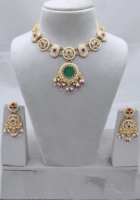 Green Fancy Copper Necklace Set