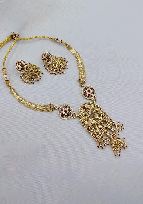 Maroon Fancy Copper Necklace Set