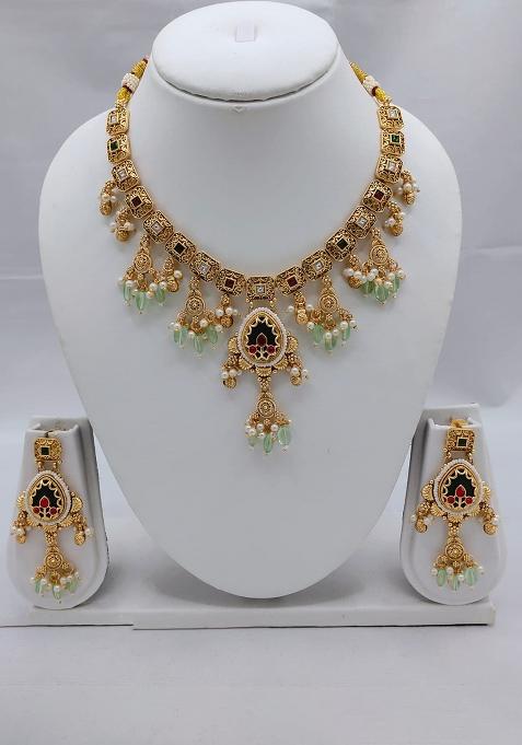 Green Fancy Copper Necklace Set