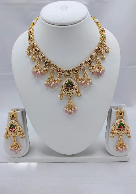 Baby Pink Fancy Copper Necklace Set