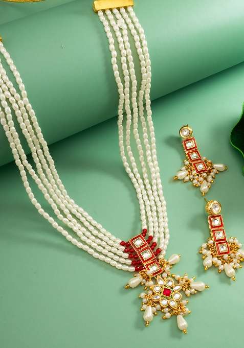 Red Gold Plated Brass Jewellery Set