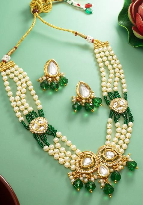 Green Gold Plated Brass Jewellery Set