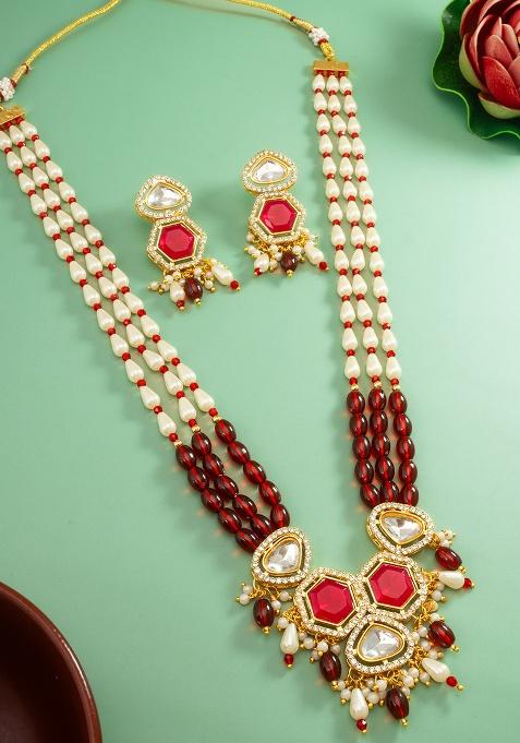 Red Gold Plated Brass Jewellery Set
