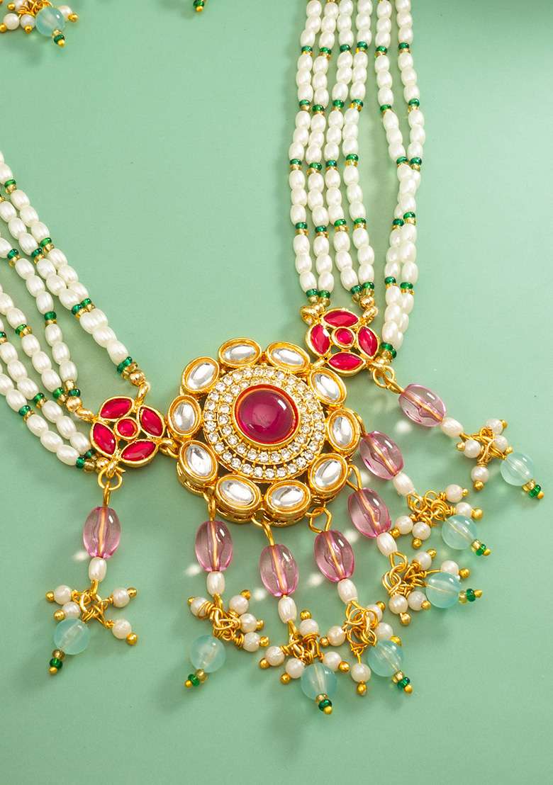 Multi Gold Plated Brass Jewellery Set - Indya