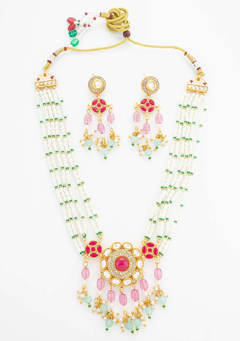 Multi Gold Plated Brass Jewellery Set - Indya