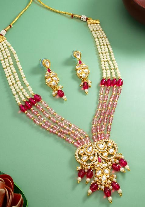 Pink Gold Plated Brass Jewellery Set