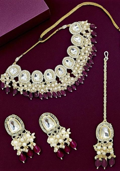 Gold Adjustable Alloy Neckalce Set