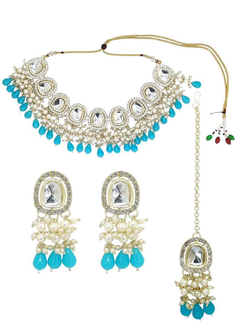 Gold Adjustable Alloy Neckalce Set - Indya