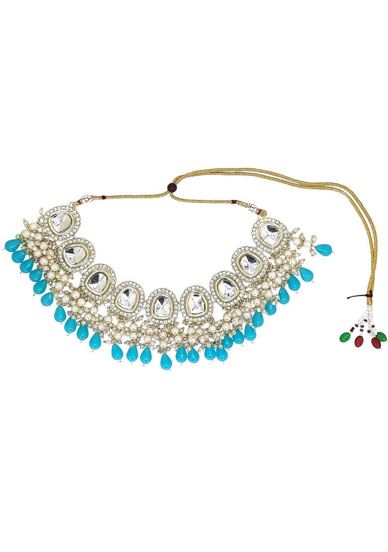 Gold Adjustable Alloy Neckalce Set - Indya