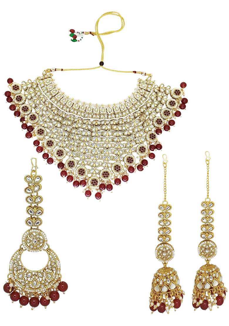 Gold Adjustable Alloy Neckalce Set - Indya
