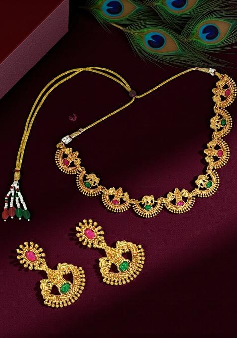 Gold Adjustable Alloy Neckalce Set