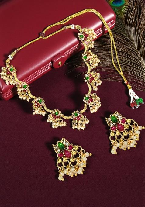 Gold Adjustable Alloy Neckalce Set