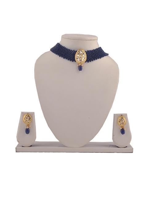 Multicolor Kundan Pearl Onyx Stone Necklace Set