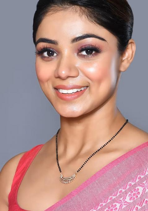 Golden White American Diamond And Beads Mangalsutra With Chain