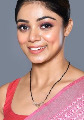 Golden White American Diamond And Beads Mangalsutra With Chain